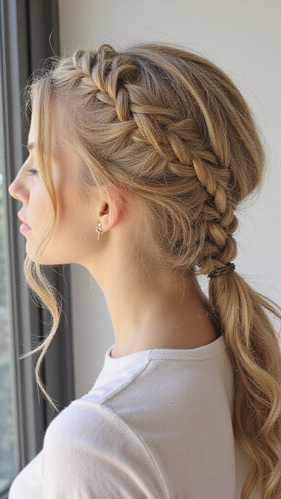 cascading elegant romantic ponytail braid