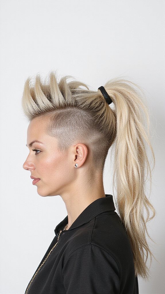 edgy structured textured dramatic ponytail