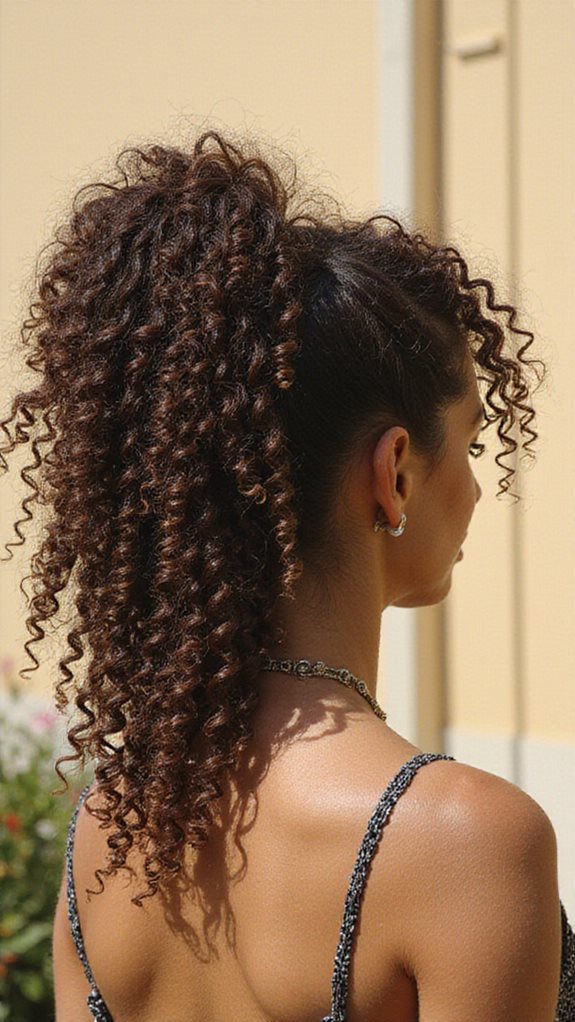 effortless elegant volumized curly ponytail