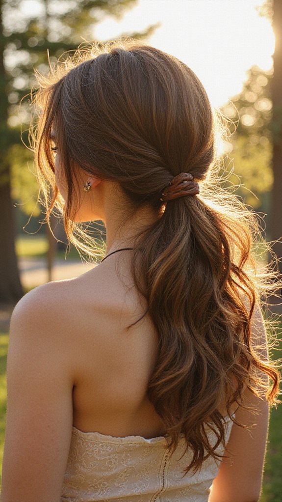 effortless romantic texturized irregular ponytail