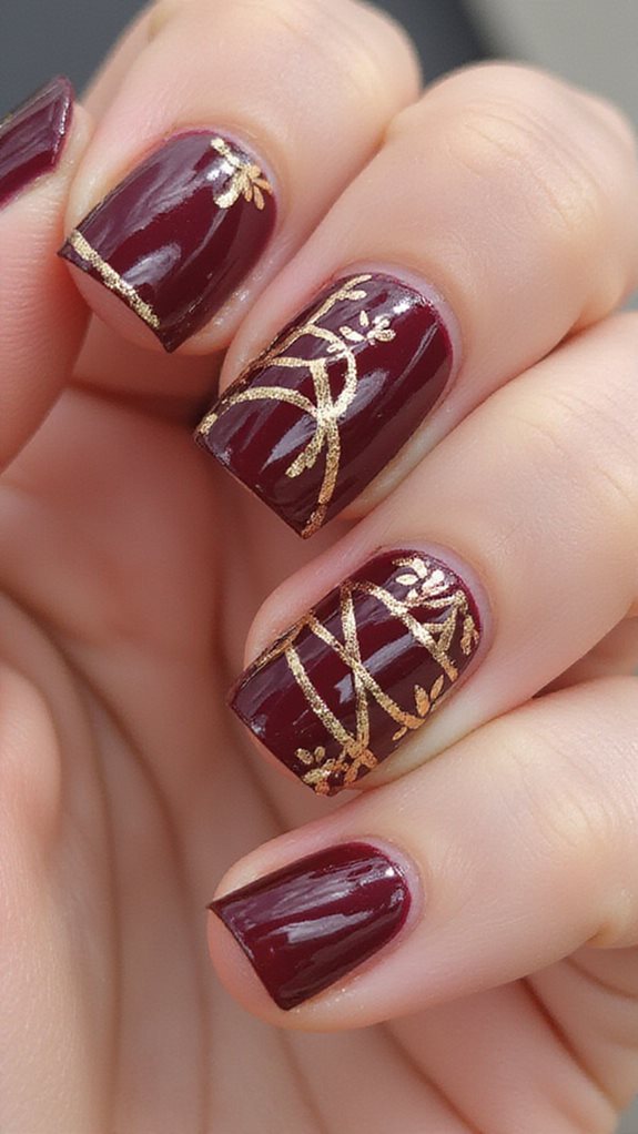 elegant wine red festive nails