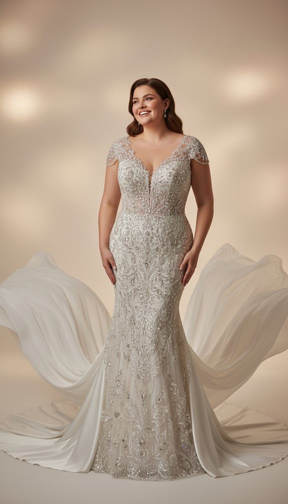 glamorous beaded mermaid bridal silhouette