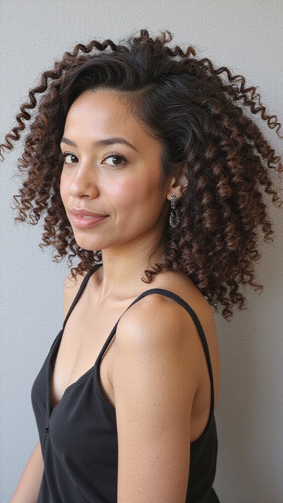 layered curly volumized face framing bob