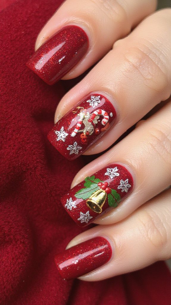 nostalgic vintage christmas nail designs