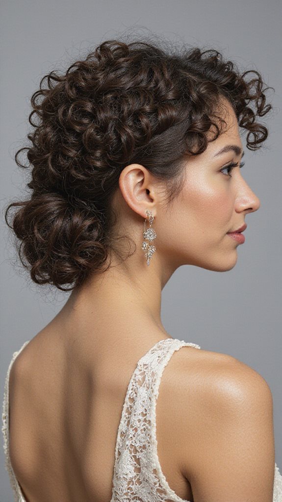 sophisticated curly low bun updo