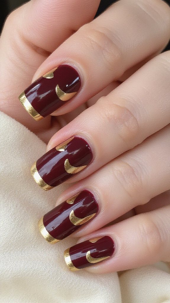 sophisticated holiday manicure with metallic accents
