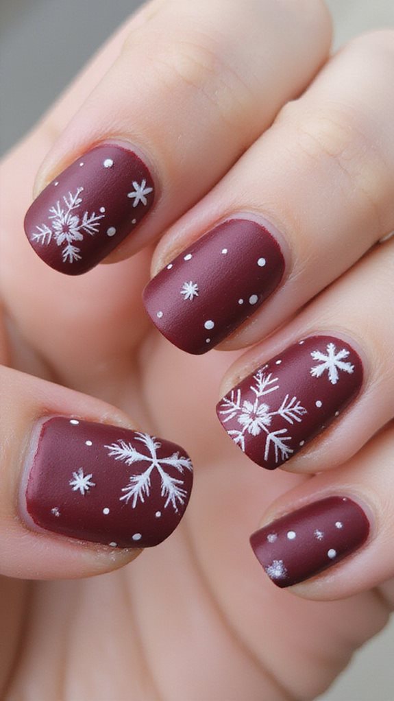 sophisticated seasonal snowflake nail art