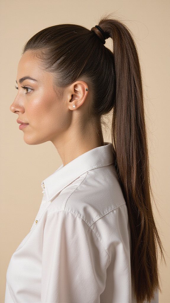 sophisticated sleek high ponytail hairstyle