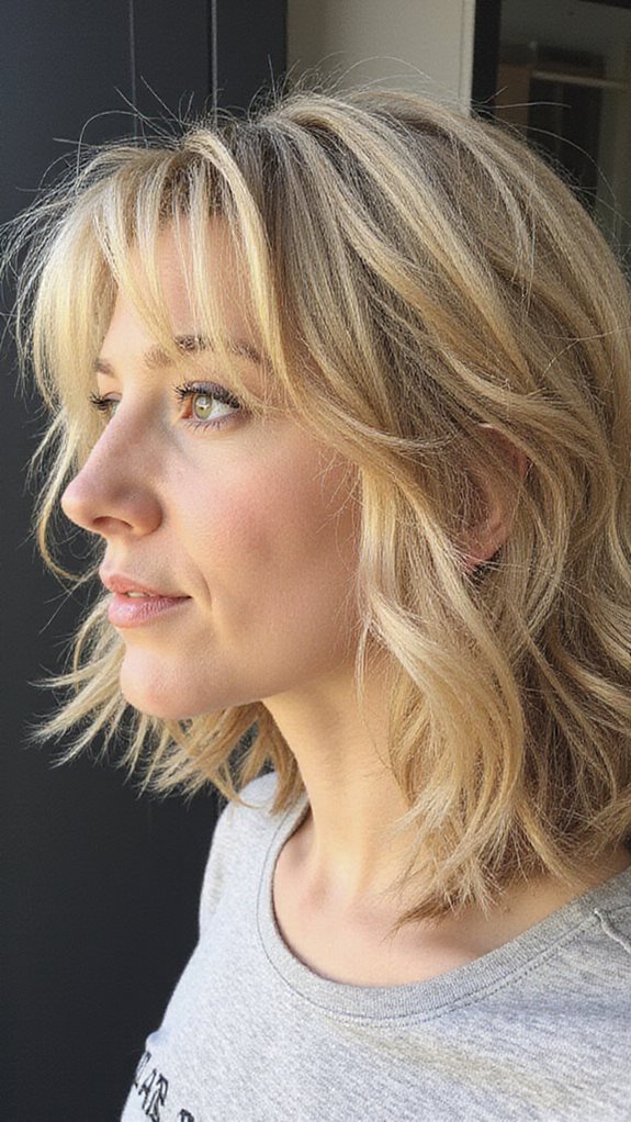 volumizing diagonal asymmetric shoulder length