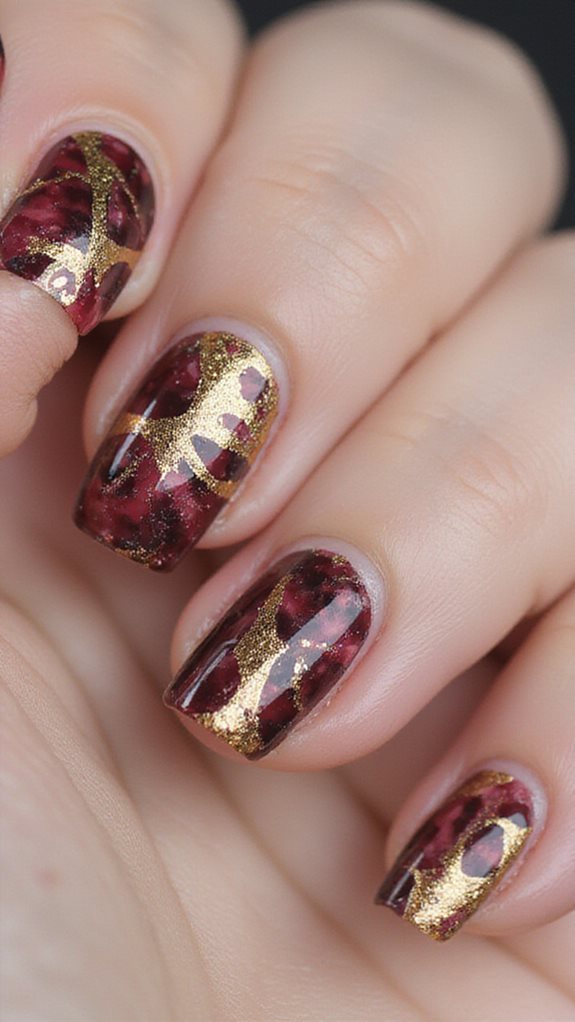 elegant burgundy gold marble effect