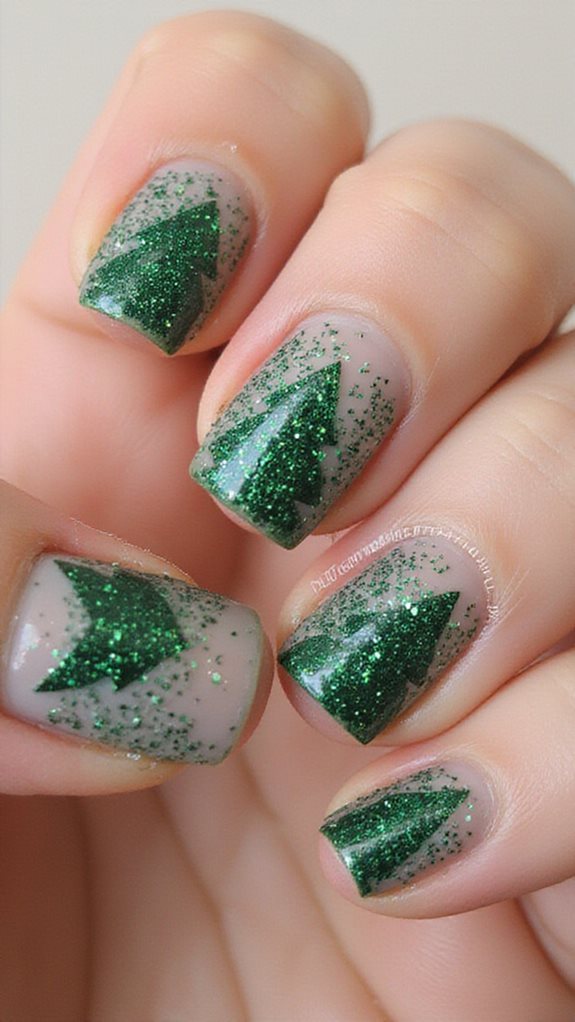 festive glittery gradient christmas trees